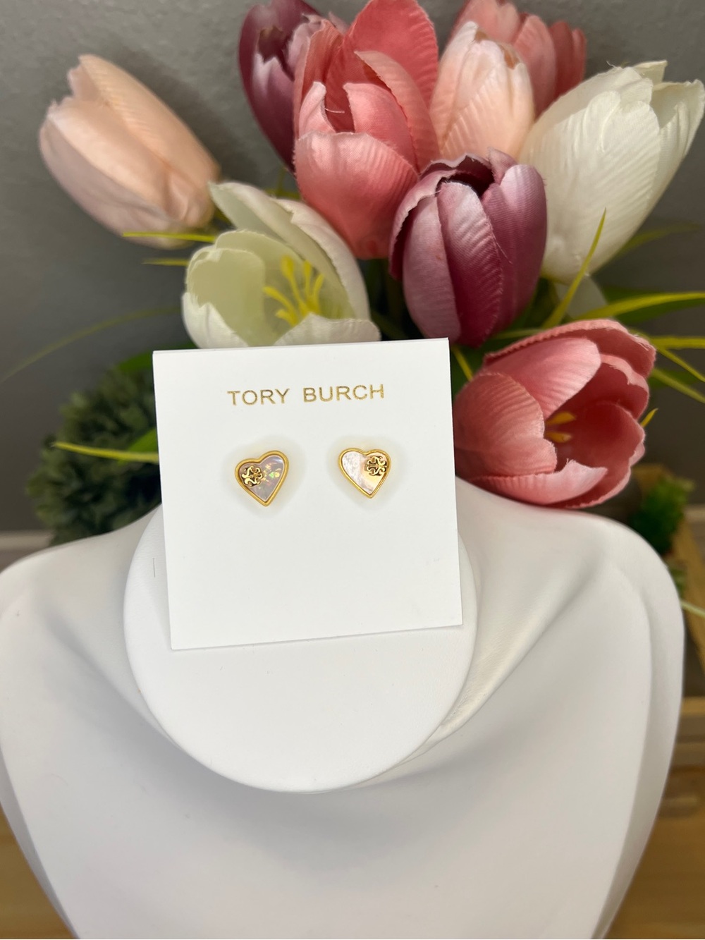 Tory Burch Heart Stud Earrings